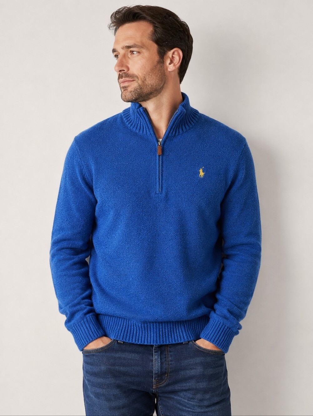 Polo by Ralph Lauren Men’s Royal Blue Half-Zip Sweater